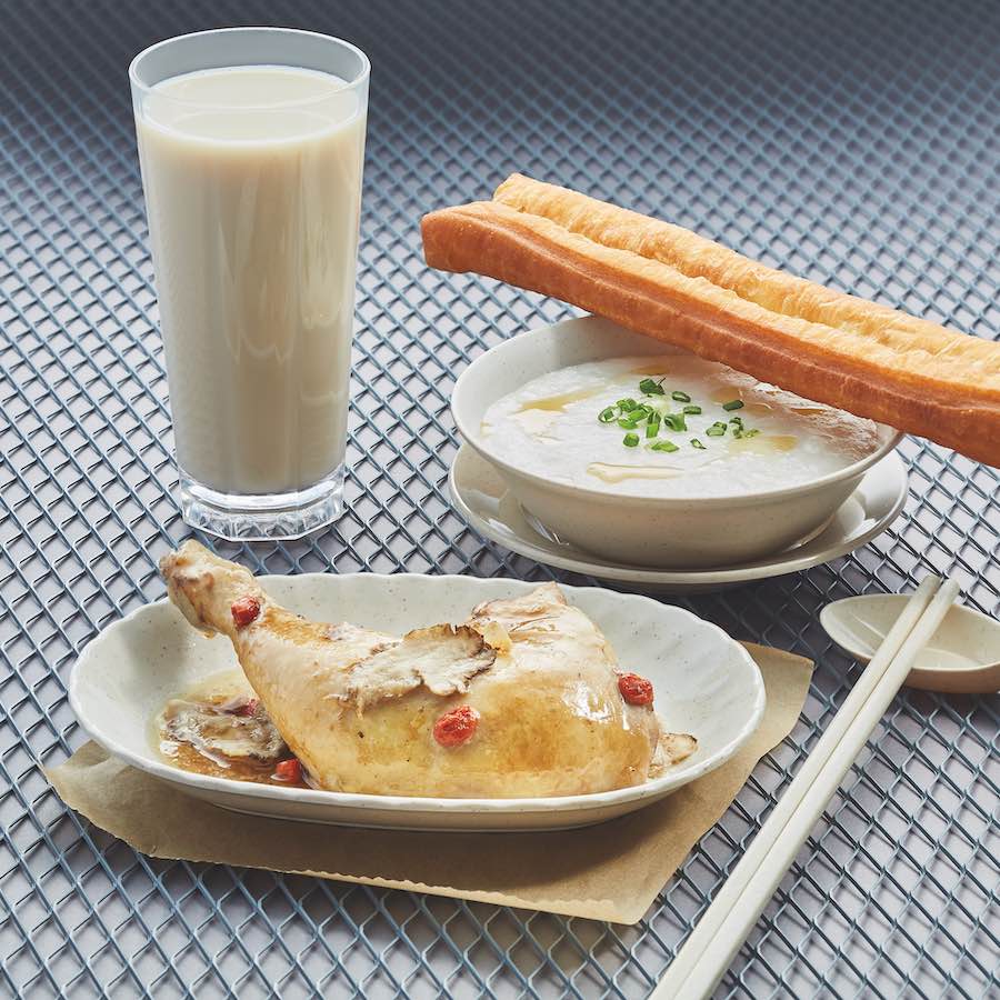 Yoo Tiao + Porridge + Fragrant Herbal Salted Chicken Leg + Soya Bean