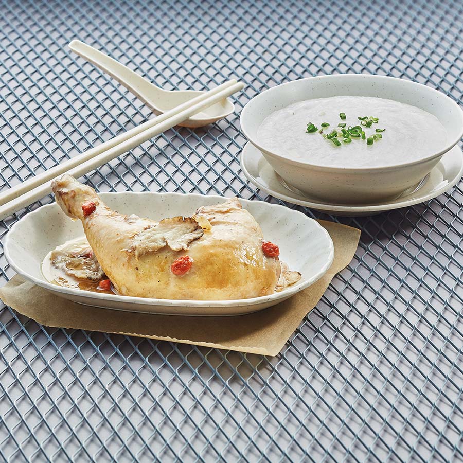 Porridge + Fragrant Herbal Salted Chicken Leg